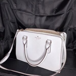 Kate Spade Cream Satchel with Gold Accents